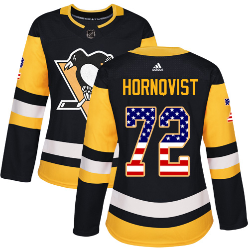Adidas Penguins #72 Patric Hornqvist Black Home Authentic USA Flag Women's Stitched NHL Jersey